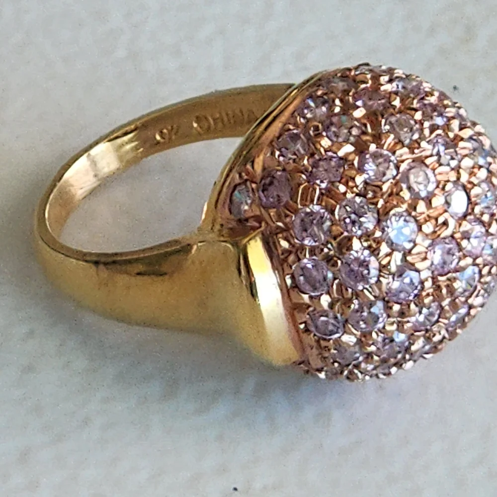 Ross-Simons Sterling Silver Gold Vermeil Pink Or Purple  Crystals Ring Size 7 - Picture 4 of 8